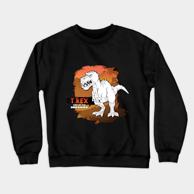 T_rex_Cartoon Crewneck Sweatshirt by Mauro_t_shirts